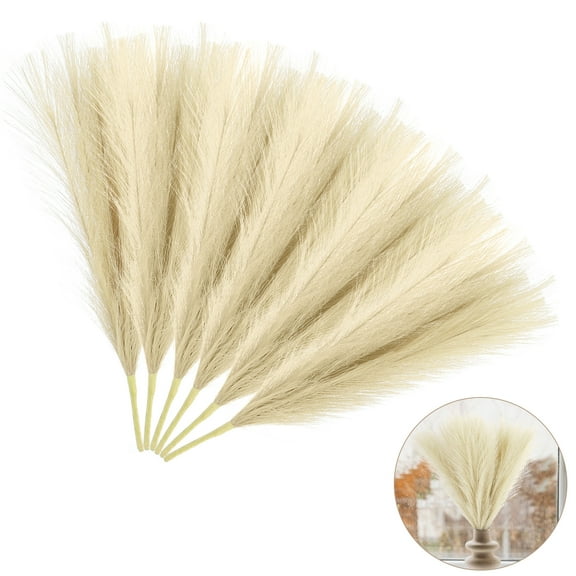 EEEkit 17” Artificial Polyester Beige Pampas Grass Home Decor Bouquet (6 Count)