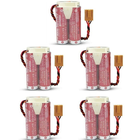 5 Pcs ER1750 3.6V 5500mAh Replacement Battery Pack for Kawasaki MD500N 50750-1018 3.6V Robot Battery Pack Maxell ER17/50 Battery with Plug