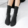 thumbnail image 4 of dianhelloya 1 Pair Women Socks Solid Color Sweat-absorbent Autumn Winter Japanese Style Good Elasticity Leg Warmers for Daily Wear Black, 4 of 8