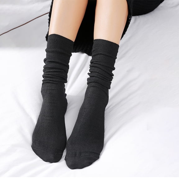 GROFRY Long Tube 1 Pair Women Socks Sweat-absorbent Japanese Style Good Elasticity Leg Warmers for Daily Wear