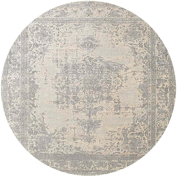 Ahgly Company Machine Washable Indoor Round Industrial Modern Rose G Pink Area Rugs, 4' Round