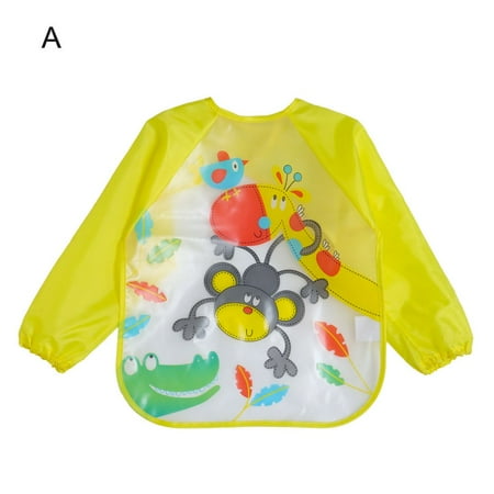 Reusable Cartoon Unisex With Long Sleeve Kids Bibs Baby Accessories Baby Smock Bibs Burp Cloths A