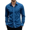 thumbnail image 2 of Delconic Men's Urban Stylish Casual Business Slim Fit Long Sleeve Button Up Dress Shirt with Pocket Royal Blue M, 2 of 5