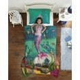 thumbnail image 1 of Mermaid Sea Princess Girl Bedding Twin Comforter Set Blue Green, 1 of 3