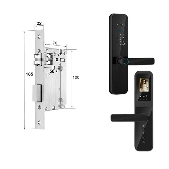 Door Lock, Tuya Digital Electronic Smart Door Lock With Biometric Camera Fingerprint Smart Card Password Key Unlock ,Easy to Install