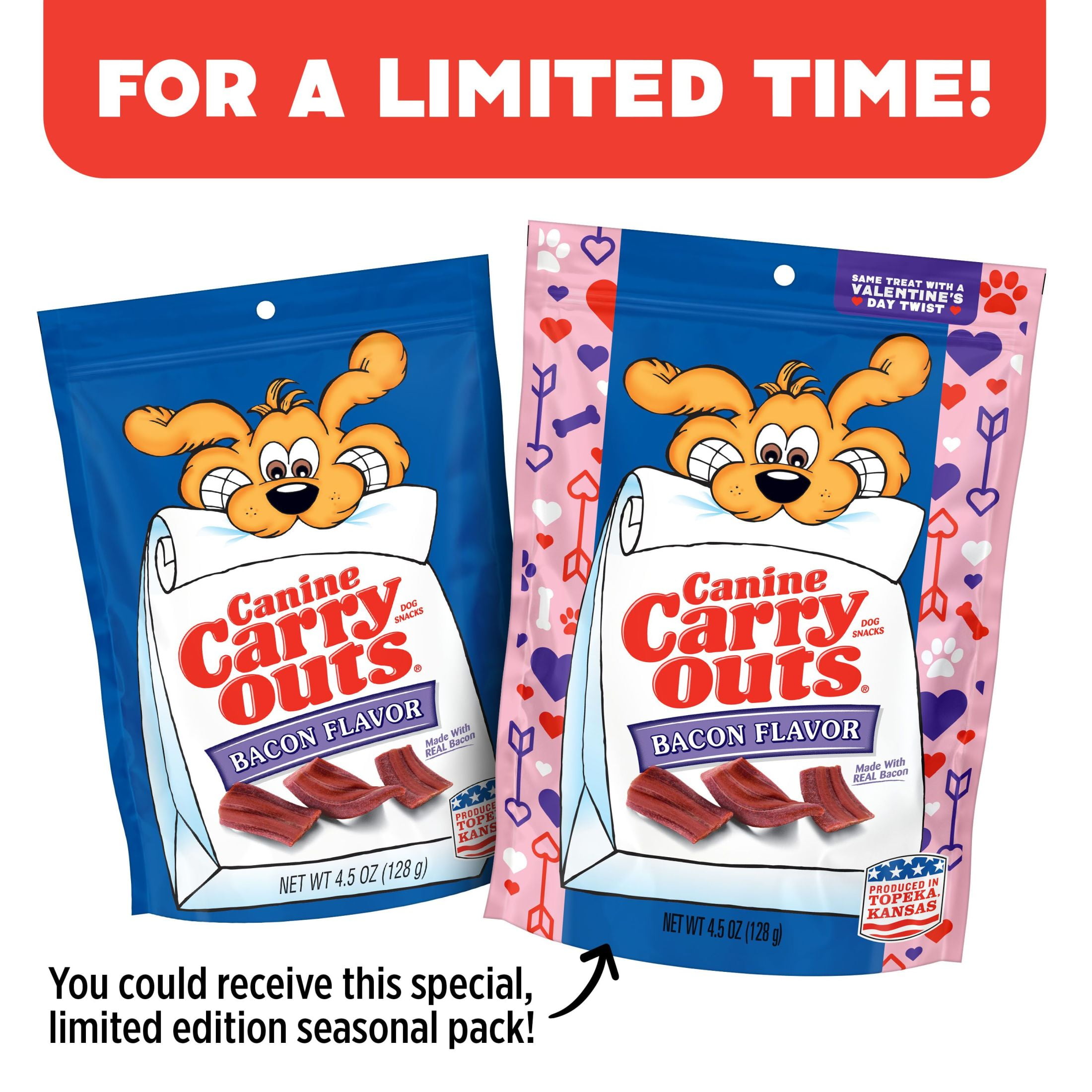 (24 pack) Canine Carry Outs Bacon Flavor Dog Treats, 4.5 Ounce Bag