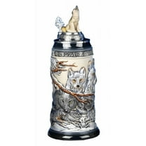 German Beer Stein the power of the Wolf Pack Relief Stein 0.5 liter tankard, beer mug KI 955-RUW 0,5L