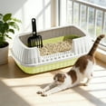 thumbnail image 5 of Semi-Enclosed Cat Litter Box with High Side Splash Guard, Includes Litter Scoop and Pedal for Home Cats, 18.9x12.6x6.1 inches, 5 of 6