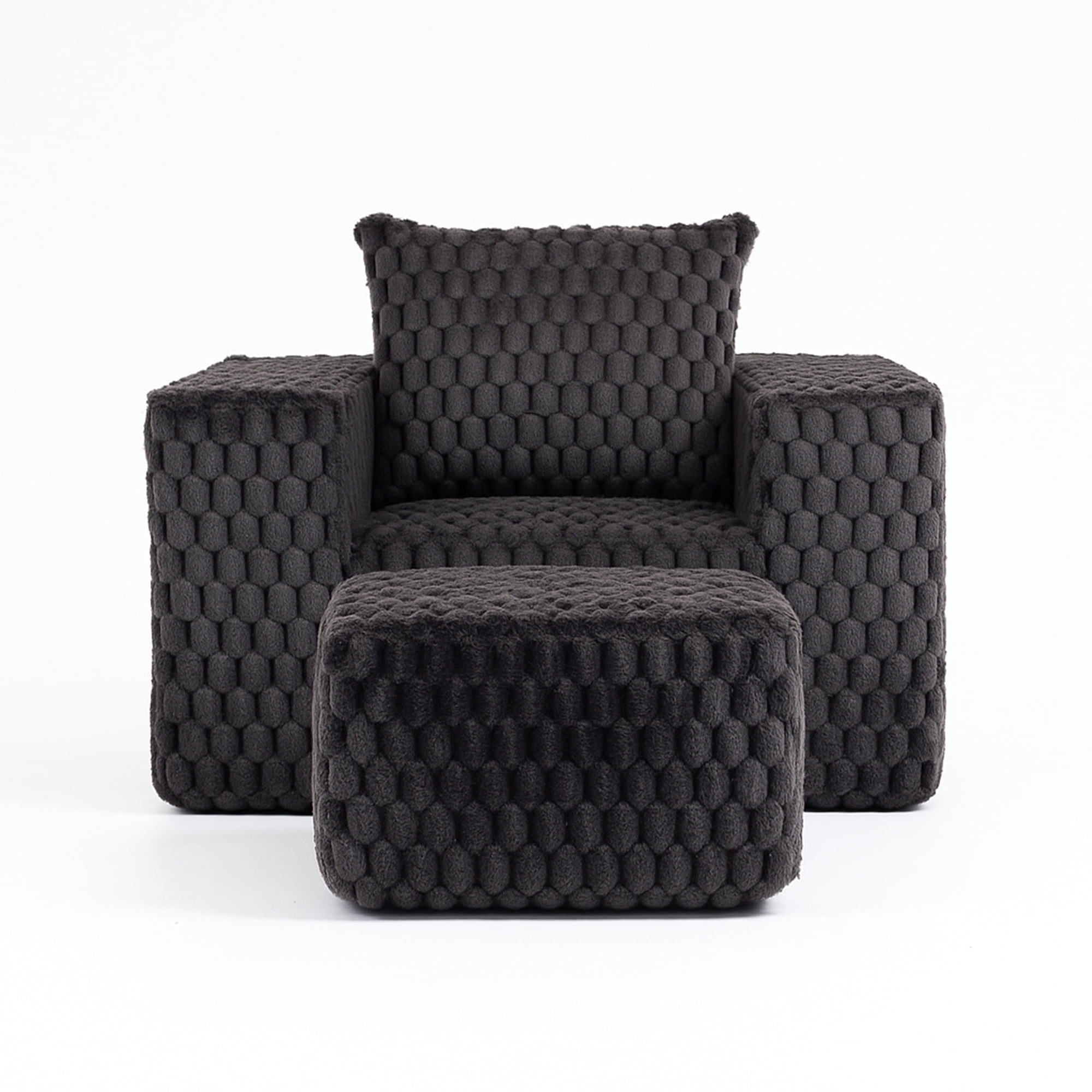 Demi Bonn 42" Corduroy Sofa Couches, Sofa Memory Foam Couches for Living Room, Cloud Couch with Ottoman, Gray