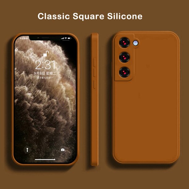 Funda de teléfono de silicona líquida cuadrada Original 1DS para Samsung Galaxy S22 S21 S20 Ultra Plus FE A72 A71 A52 A51 A32 A31 4G 5G Tan Jianjun unisex