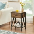 VECELO Set of 2 Nightstand with Drawer and Storage Shelf, XDesign Side