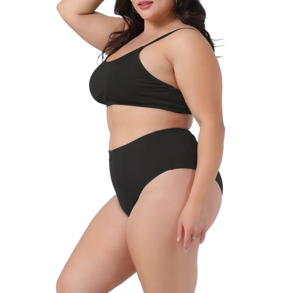 DARING DIVA Plus Size Two Piece Swimsuit for Women Scoop Neck 1X Black