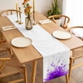 thumbnail image 3 of Modern Purple Table Runner - 90 Inch Long, Kitchen Dining Table Runner Dresser Scarves, Gradient Floral Abstract Bohemian White Farmhouse Decor for Coffee Tables Wedding Party Banquet, 3 of 8