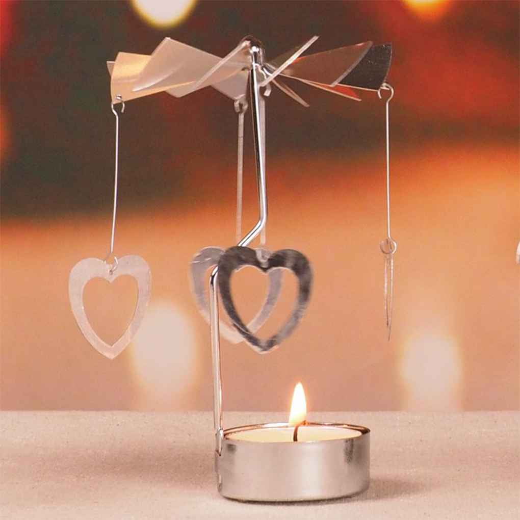 Rotating Spinning Tea Light Candle Holder Candlestick Xmas Party Decoration 