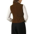 thumbnail image 3 of Allegra K Women's Velvet Waistcoat Casual Sleeveless Button Down Blazer Vest M Coffee, 3 of 5