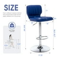 thumbnail image 3 of Set of 2 Adjustable Bar Stools with Back, Modern Armless PU Leather Counter Height Barstools, 360° Swivel Chairs with Thick Cushions for Kitchen Dining Pub Cafe (Blue), 3 of 11