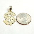 thumbnail image 3 of New 10k yellow gold dollar sign diamond cut unisex lucky pendant charm gift 2.7g, 3 of 12