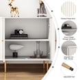 thumbnail image 4 of HLR White Accent Cabinet with Fluted Textured, Modern Sideboard Buffet Cabinet with 2-Doors, 4 of 7