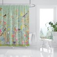 thumbnail image 3 of Cortina de ducha resistente al moho verde, impermeable, flor de pájaro, cortina de baño con 12 ganchos, 150x180cm JM MX-0140632FYD, 3 of 5