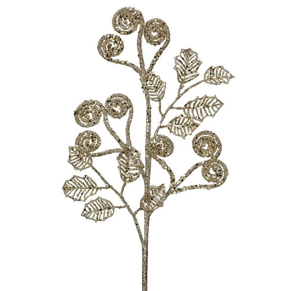 27"GLITTER/SEQUIN CURL/LEAF SPRAY-CHAG