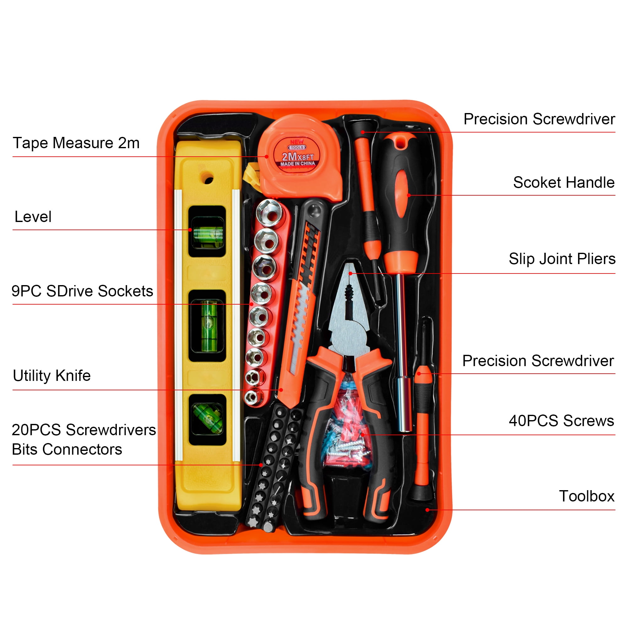 76-Piece SAE and Metric Homeowners Tool Kit with Case
