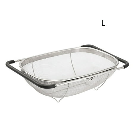 

GETHOME Large Capacity Colander With Handles Retractable Water Drain Stainless Steel