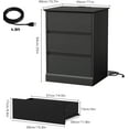 thumbnail image 3 of Nightstand Set of 2 Black Nightstand with 3 Drawers, Black Bedside Table Night Stand for Bedroom with Charging Station & Cut-Out Handle, Sofa Side Table for Bedroom, 3 of 11