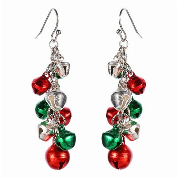 Yoyauz Christmas Earrings Set Cute Bells Red Green Holiday Pendant Earrings Christmas Holiday Jewelry Party Gifts, Metal, Gemstone-free