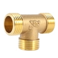thumbnail image 3 of 2X Brass T Shape Water Fuel Pipe Equal Male Tee Adapter Connector 1/2 Inch Thread,2 x Male Tee Connector,Gold Tone, 3 of 8