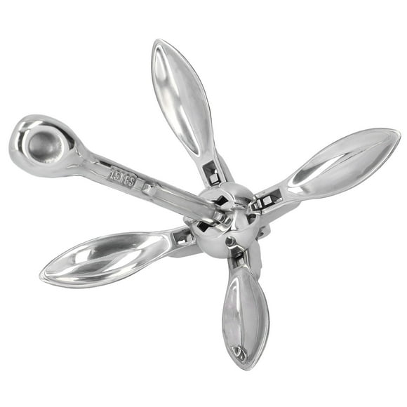 Folding Grapnel Anchor, Boat Hardware Four Folding Tines Boat Anchor 316 Stainless Steel For Marine Boat Yacht Dinghy