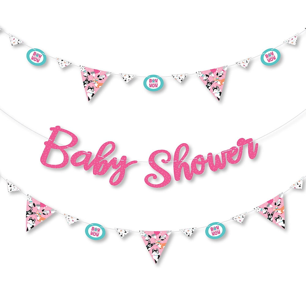 Pawty Like a Puppy Girl - Pink Dog Baby Shower Letter Banner Decoration - 36 Banner Cutouts and Baby Shower Letters - Walmart.com