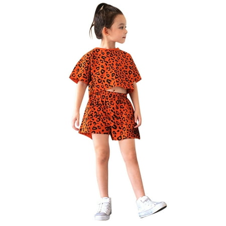 

Baby Girl Outfits Leopard Print Ruffle Tops and Leopard Shorts 2PCS Set