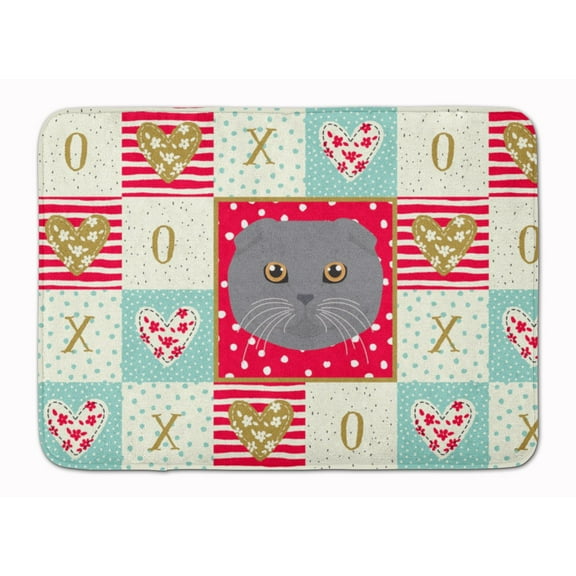 Scottish Fold Cat Love Machine Washable Memory Foam Mat Red