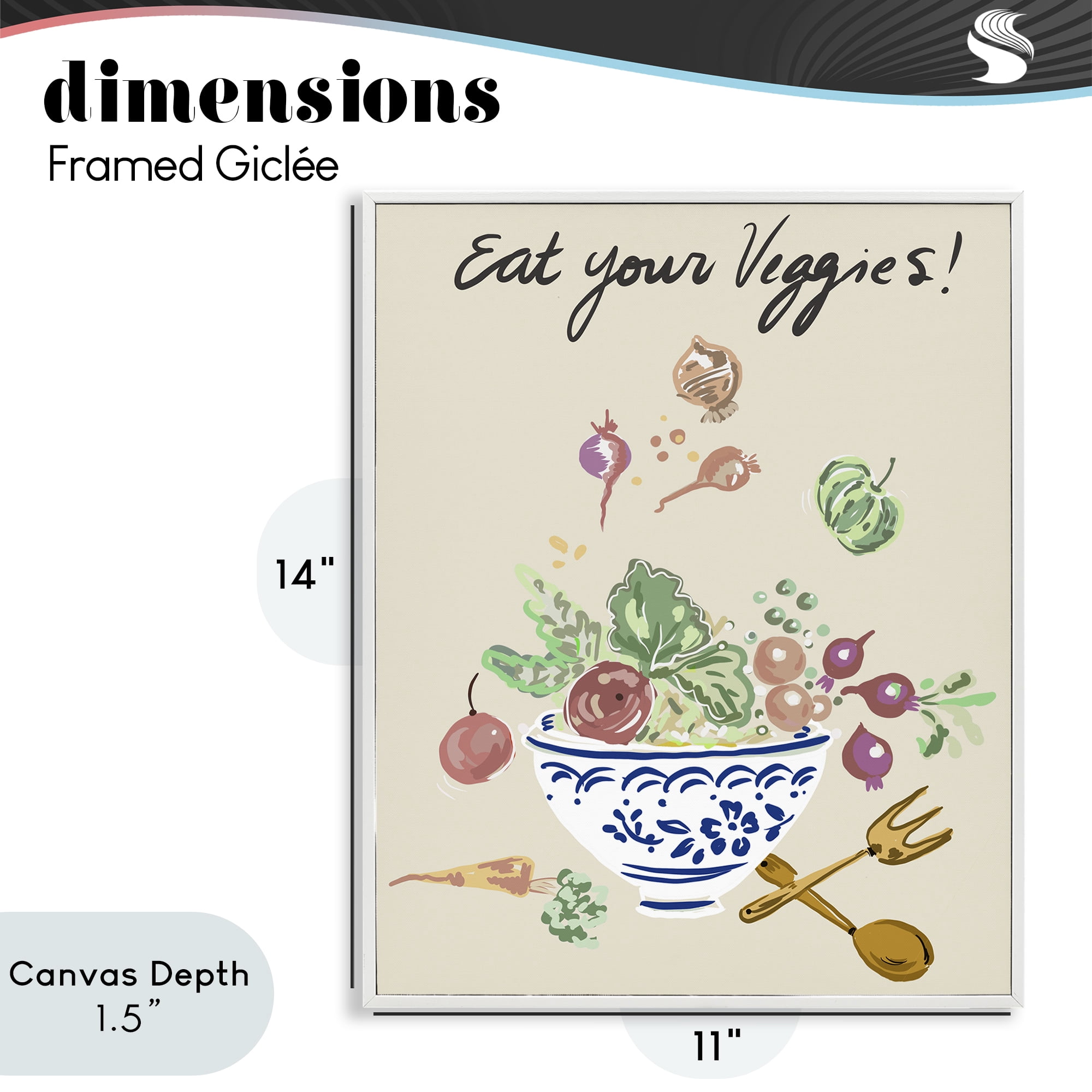 Stupell Industries Eat Your Veggies Bowl White Framed Giclee Art, design by Ani Del Sol