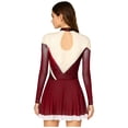thumbnail image 2 of SiiRoh Women's Sparkly Rhinestone Figure Skating Dress Long Sleeve Keyhole Back Lyrical Dance Dress Burgundy M, 2 of 5