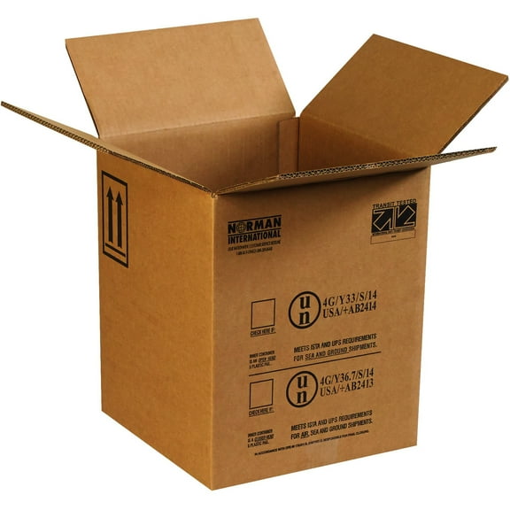 BOX USA BHAZCO15GP Haz Mat Boxes, 1-5 Gallon Plastic Pail, 12 1/2" x 12 1/2" x 15 1/8", Kraft Pack of 10