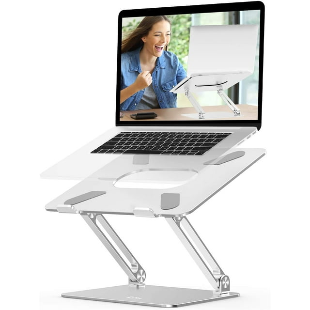 Laptop Stand, Ergonomic Aluminium Alloy Computer Riser Adjustable Height Portable Holder for Desk with Heat-Vent, Compatible for MacBook Pro/Air, Dell XPS, HP, Samsung Laptops Up to 17" Silver