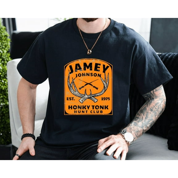 Honky Tonk Hunt Club Retro Country Music Rustic Western Style T-shirt, for men & women, up to size 5XL.