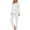 White, variant on Kaemgyyd Womens 2 Pack Pajamas Set Long Sleeve V Neck Tunic Top and Soft Wide Leg Pants Solid Color Pjs Set Sleepwear Loungewear
