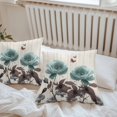thumbnail image 6 of Teal Blue Floral Throw Pillow Covers 24x24 Inch Set of 2, Vintage Rustic Botanical Beige Wooden Waterproof Outdoor Pillow Covers, Decorative Cushion Pillowcases for Couch, Sofa, Bed, Garden, Patio, 6 of 9