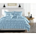 thumbnail image 1 of Twin Comforter Multi Ruffle Light Blue 300 GSM Plush Siliconized Microfiber Fill Duvet Insert With 1000 Thread Count Egyptian Cotton Shell Fluffy with Piping & Pillowcases, 1 of 8