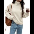 thumbnail image 2 of Suéter de Cuello Alto para Mujer, Jersey de Punto Grueso de Larga con Dobladillo Alto y Bajo, Top Moderno para Otoño e Invierno. M, 2 of 8