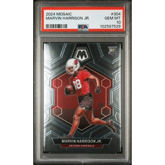 Graded 2024 Panini Mosaic Marvin Harrison Jr #304 Rookie RC Football Card PSA 10 Gem Mint