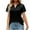 Black, variant on Timegard Summer Tops for Women V Neck Lace Short Sleeve Solid Color Casual Loose Comfy Tee Blouse