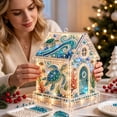thumbnail image 5 of 3D Christmas House Pearl Art Kit, Lighted DIY Diamond Art Craft with Rhinestones and Pearl Beads, Plastic Tabletop Holiday Decor, by Zovey, 5 of 8