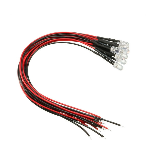 10 Pcs 5mm Pre-Wired Diffused LED Diodes Light 20mA DC 9-12V Red