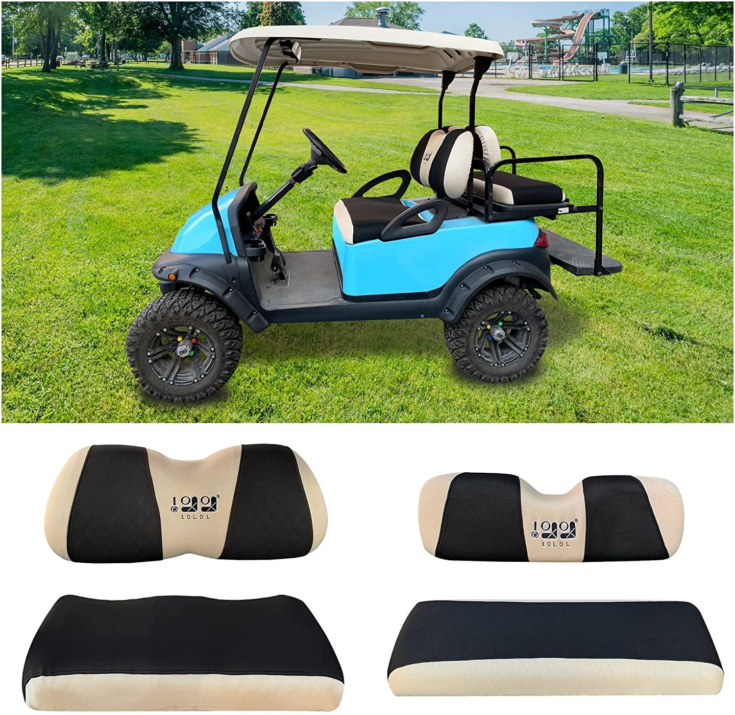 10L0L Golf Cart Front Rear Seat Cover Set for Club Car Precedent Yamaha
