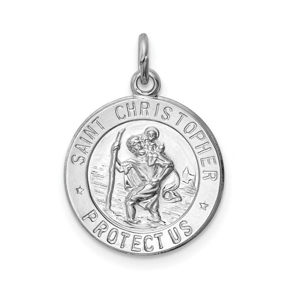 Auriga 925 Sterling Silver Rhodium-plated Saint Christopher Medal for Women (L-21 mm, W-15 mm)