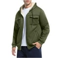 thumbnail image 3 of WMTBSRSW Mens Fleece Lined Cargo Hoodies Warm Long Sleeve Sherpa Cardigan Jackets Winte Warm Casual Drawstring Sweatshirts with Hood, 3 of 6