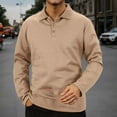 thumbnail image 2 of Polo T Shirts for Men Fall Winter Long Sleeve Tops Solid Color Button Down Collared Casual Soft Mens Dress Shirts, 2 of 8